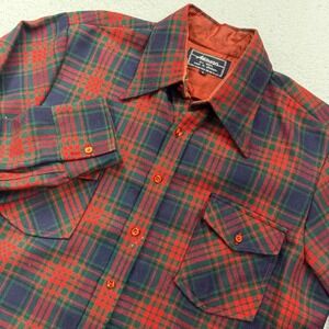 Atkinson Plaid Flannel Shirt All Wool Men's L Red Green Navy Classic Workwear